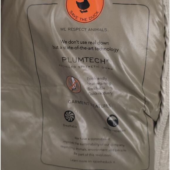 SAVE THE DUCK Shira Puffer Jacket Bomber Coat Off White Warm Plumtech Down - Picture 10 of 14